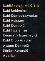 RaidMaster ana menüsü ve raid araçları