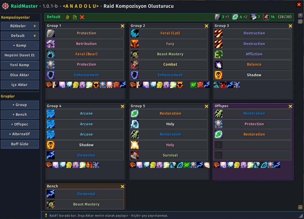 RaidMaster raid kompozisyon oluşturucu